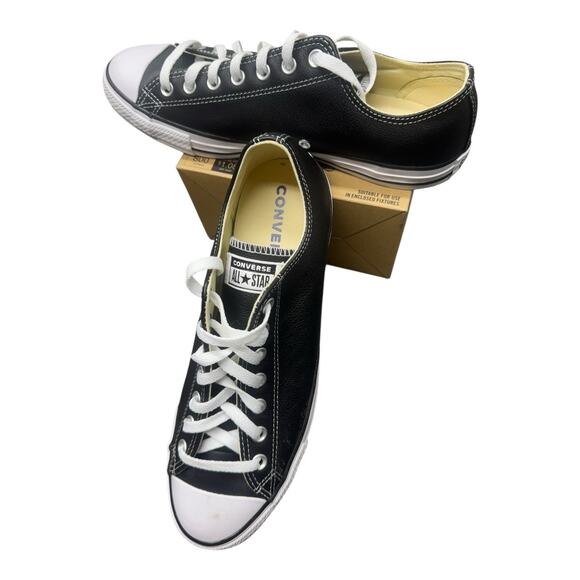 Converse Chuck Taylor All Star M10 W12 Black Leather Sneakers Wipeable Outer - Picture 1 of 11